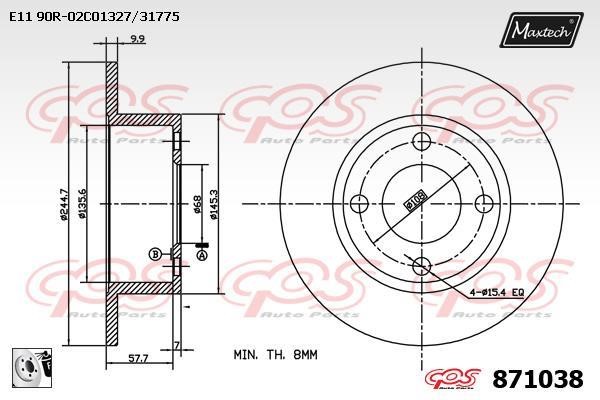 MaxTech 871038.0080 Rear brake disc, non-ventilated 8710380080: Buy near me in Poland at 2407.PL - Good price!
