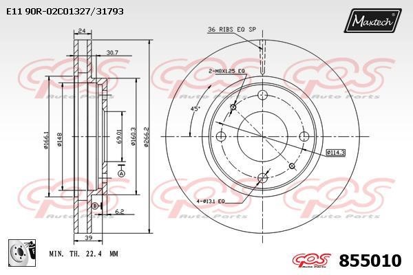 MaxTech 855010.0080 Тормозной диск передний вентилируемый 8550100080: Отличная цена - Купить в Польше на 2407.PL!