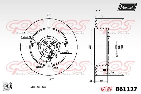 MaxTech 861127.0080 Диск гальмівний задній невентильований 8611270080: Приваблива ціна - Купити у Польщі на 2407.PL!