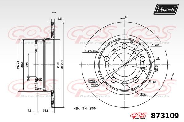 MaxTech 873109.0000 Rear brake disc, non-ventilated 8731090000: Buy near me in Poland at 2407.PL - Good price!