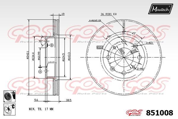 MaxTech 851008.6060 Front brake disc ventilated 8510086060: Buy near me in Poland at 2407.PL - Good price!