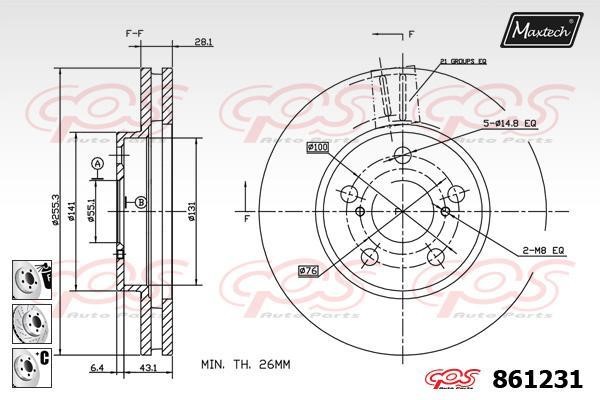 MaxTech 861231.6980 Тормозной диск передний вентилируемый 8612316980: Отличная цена - Купить в Польше на 2407.PL!