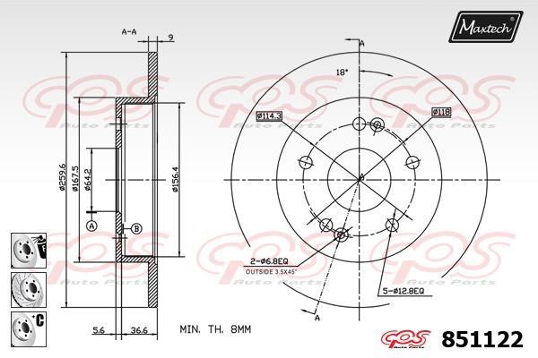 MaxTech 851122.6880 Гальмівний диск 8511226880: Приваблива ціна - Купити у Польщі на 2407.PL!