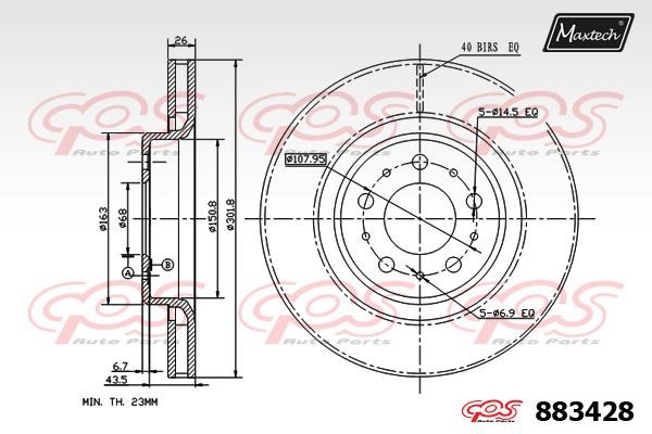 MaxTech 883428.0000 Front brake disc ventilated 8834280000: Buy near me in Poland at 2407.PL - Good price!