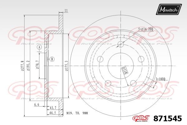 MaxTech 871545.0000 Rear brake disc, non-ventilated 8715450000: Buy near me in Poland at 2407.PL - Good price!
