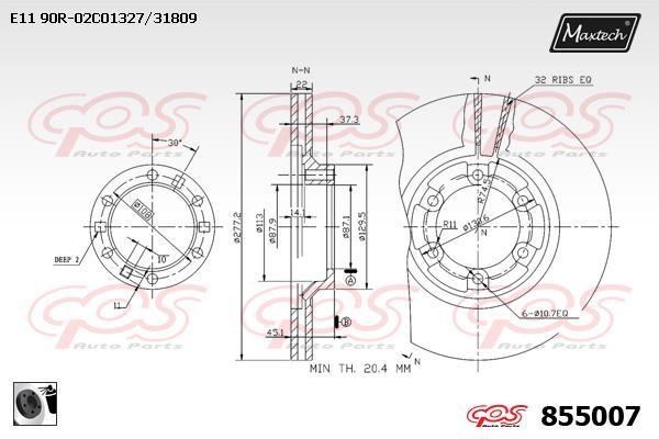 MaxTech 855007.0060 Front brake disc ventilated 8550070060: Buy near me in Poland at 2407.PL - Good price!