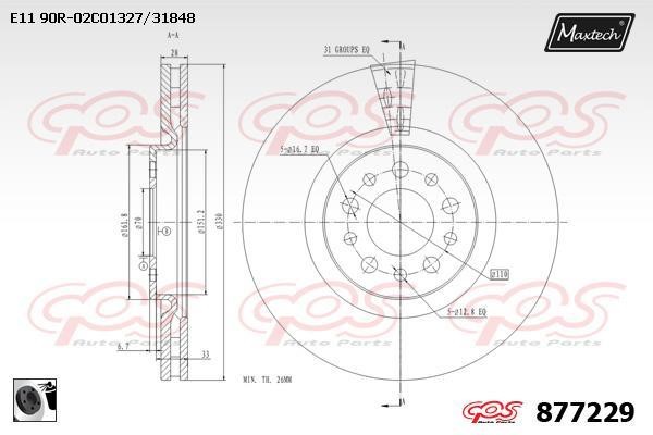 MaxTech 877229.0060 Wentylowana przednia tarcza hamulcowa 8772290060: Dobra cena w Polsce na 2407.PL - Kup Teraz!