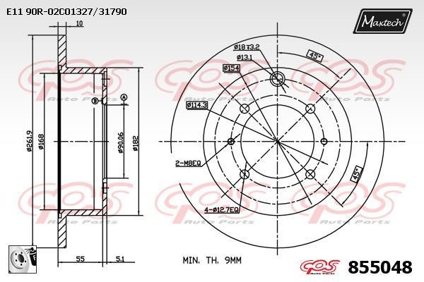 MaxTech 855048.0080 Rear brake disc, non-ventilated 8550480080: Buy near me in Poland at 2407.PL - Good price!