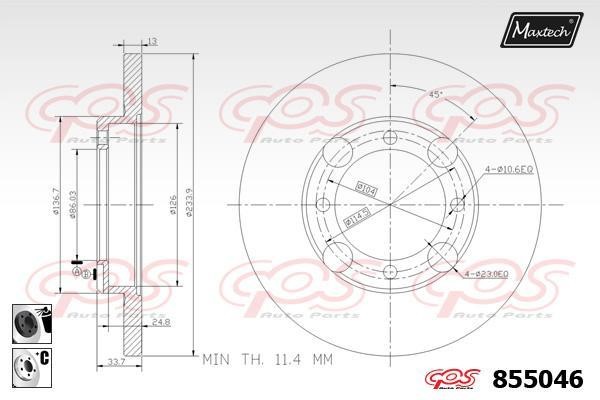 MaxTech 855046.6060 Unventilated front brake disc 8550466060: Buy near me in Poland at 2407.PL - Good price!