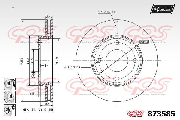 MaxTech 873585.6880 Wentylowana przednia tarcza hamulcowa 8735856880: Dobra cena w Polsce na 2407.PL - Kup Teraz!