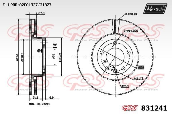 MaxTech 831241.0000 Диск гальмівний передній вентильований 8312410000: Приваблива ціна - Купити у Польщі на 2407.PL!