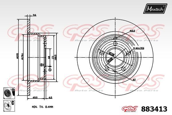 MaxTech 883413.6060 Тормозной диск задний невентилируемый 8834136060: Отличная цена - Купить в Польше на 2407.PL!