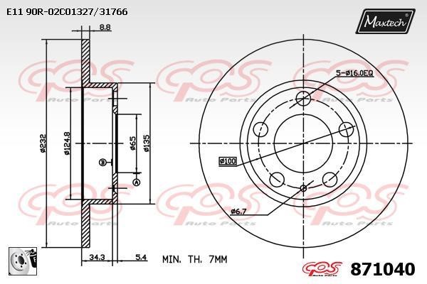MaxTech 871040.0080 Rear brake disc, non-ventilated 8710400080: Buy near me in Poland at 2407.PL - Good price!