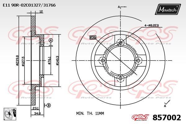 MaxTech 857002.0080 Тормозной диск передний невентилируемый 8570020080: Отличная цена - Купить в Польше на 2407.PL!