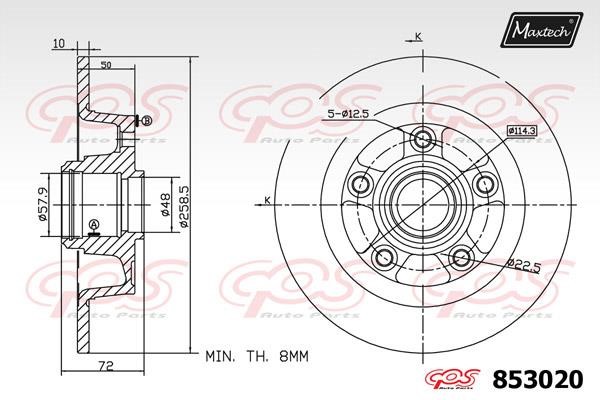 MaxTech 853020.0000 Rear brake disc, non-ventilated 8530200000: Buy near me in Poland at 2407.PL - Good price!