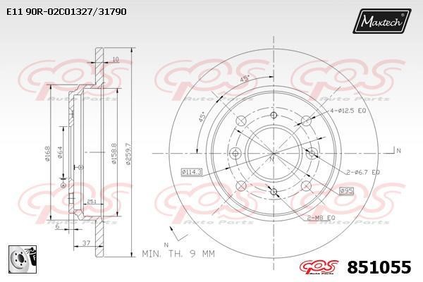 MaxTech 851055.0080 Диск гальмівний задній невентильований 8510550080: Приваблива ціна - Купити у Польщі на 2407.PL!