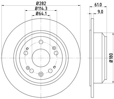 Nisshinbo ND8008K Rear brake disc, non-ventilated ND8008K: Buy near me in Poland at 2407.PL - Good price!