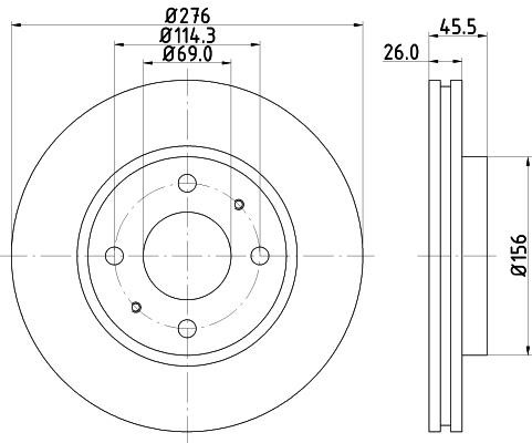 Nisshinbo ND3005K Front brake disc ventilated ND3005K: Buy near me in Poland at 2407.PL - Good price!