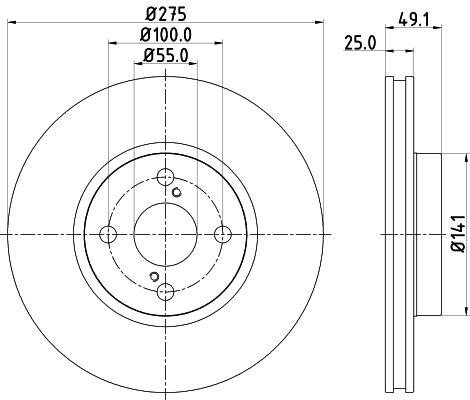 Nisshinbo ND1016K Front brake disc ventilated ND1016K: Buy near me in Poland at 2407.PL - Good price!