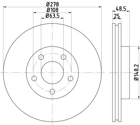 Nisshinbo ND5019K Front brake disc ventilated ND5019K: Buy near me in Poland at 2407.PL - Good price!