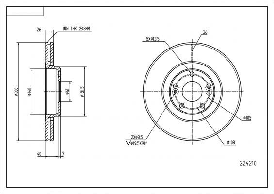 Hart 224 210 Brake Disc 224210: Buy near me at 2407.PL in Poland at an Affordable price!