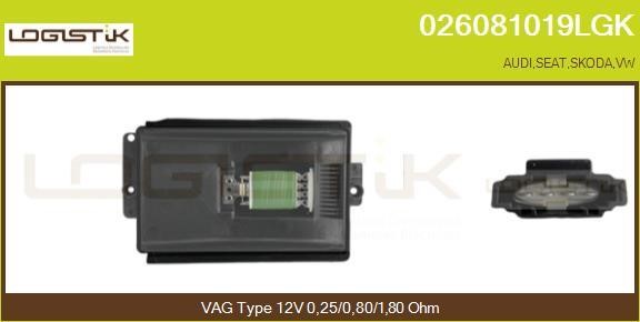 LGK 026081019LGK Resistor, interior blower 026081019LGK: Buy near me in Poland at 2407.PL - Good price!