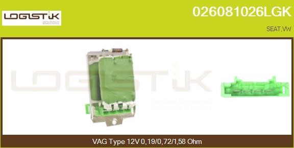 LGK 026081026LGK Resistor, interior blower 026081026LGK: Buy near me in Poland at 2407.PL - Good price!