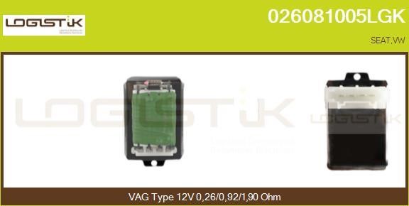 LGK 026081005LGK Resistor, interior blower 026081005LGK: Buy near me in Poland at 2407.PL - Good price!