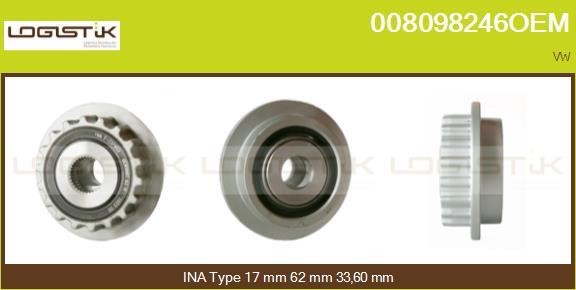 LGK 008098246OEM Шків генератора 008098246OEM: Приваблива ціна - Купити у Польщі на 2407.PL!