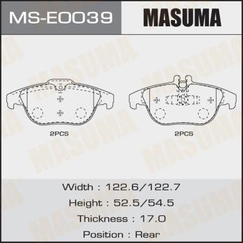 Masuma MS-E0039 Brake shoe set MSE0039: Buy near me at 2407.PL in Poland at an Affordable price!