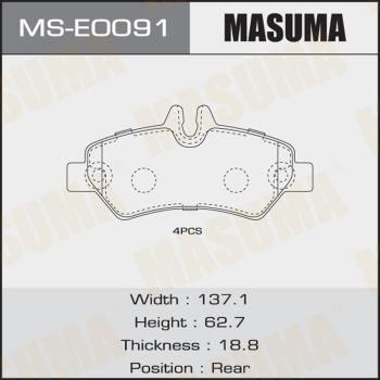 Masuma MS-E0091 Колодки тормозные барабанные, комплект MSE0091: Отличная цена - Купить в Польше на 2407.PL!