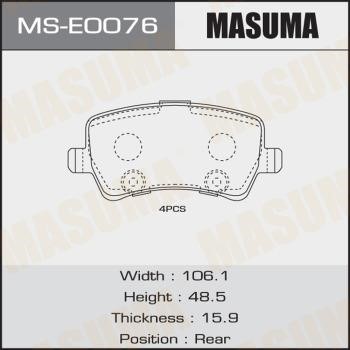 Masuma MS-E0076 Brake shoe set MSE0076: Buy near me in Poland at 2407.PL - Good price!