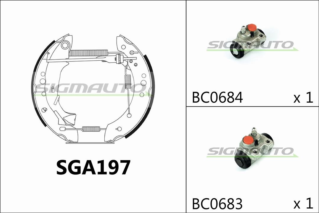 Sigmauto SGA197 Brake shoe set SGA197: Buy near me in Poland at 2407.PL - Good price!