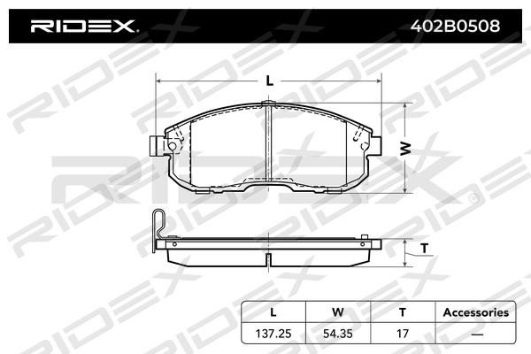 Ridex 402B0508 Brake Pad Set, disc brake 402B0508: Buy near me at 2407.PL in Poland at an Affordable price!