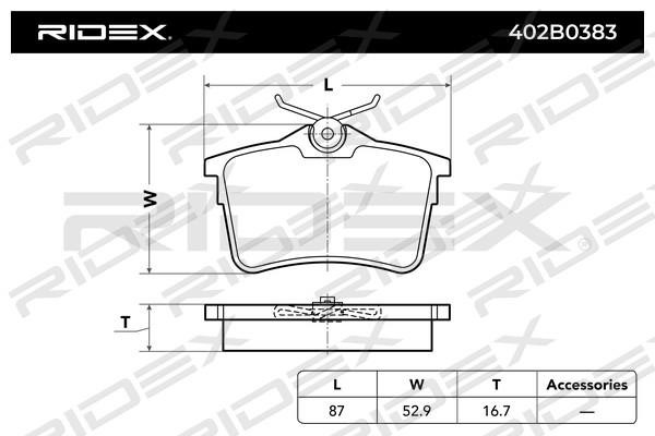 Тормозные колодки дисковые, комплект Ridex 402B0383