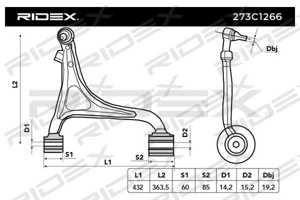 Ridex 273C1266 Track Control Arm 273C1266: Buy near me in Poland at 2407.PL - Good price!