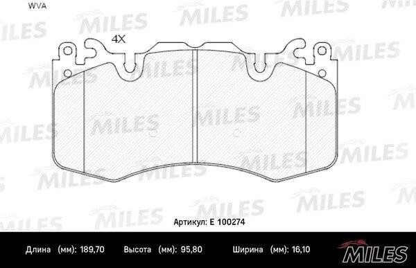 Miles E100274 Brake Pad Set, disc brake E100274: Buy near me in Poland at 2407.PL - Good price!