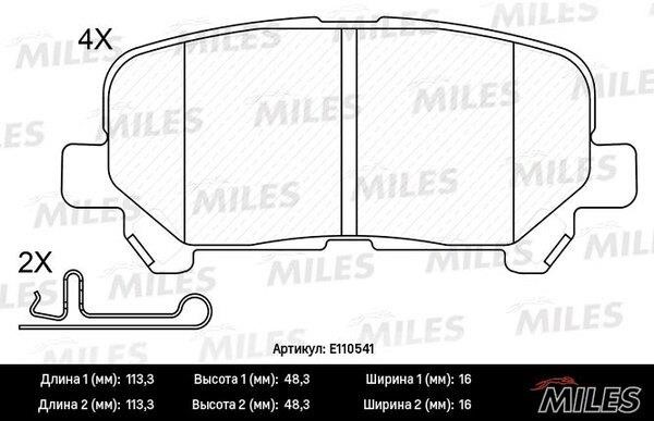 Miles E110541 Гальмівні колодки, комплект E110541: Приваблива ціна - Купити у Польщі на 2407.PL!