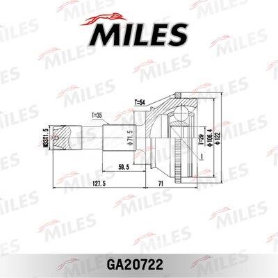Шарнир равных угловых скоростей (ШРУС) Miles GA20722