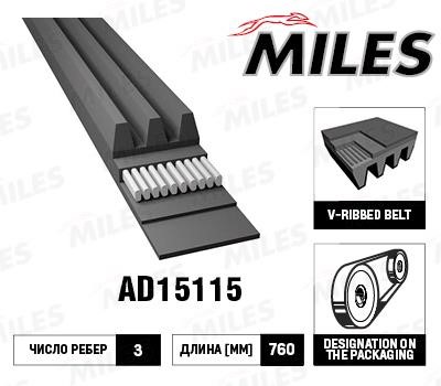Miles AD15115 V-Ribbed Belt AD15115: Buy near me in Poland at 2407.PL - Good price!