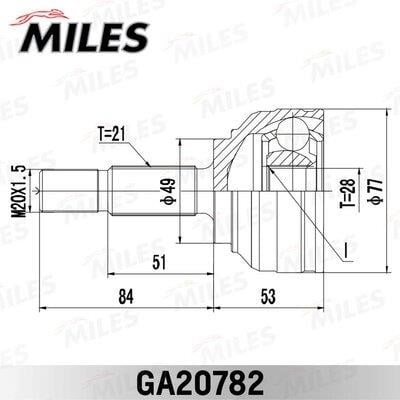 Miles GA20782 Joint kit, drive shaft GA20782: Buy near me in Poland at 2407.PL - Good price!