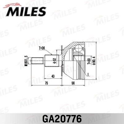 Miles GA20776 ШРУС GA20776: Отличная цена - Купить в Польше на 2407.PL!