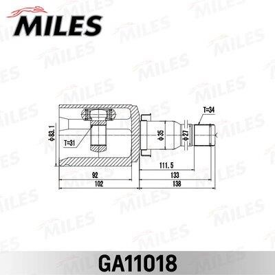 Przegub homokinetyczny Miles GA11018