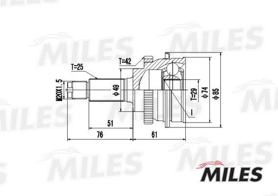 Шарнир равных угловых скоростей (ШРУС) Miles GA20428