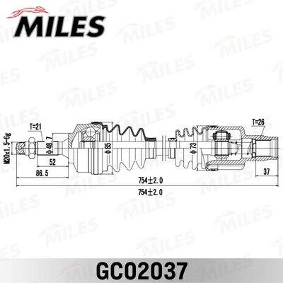 Miles GC02037 Drive shaft GC02037: Buy near me in Poland at 2407.PL - Good price!