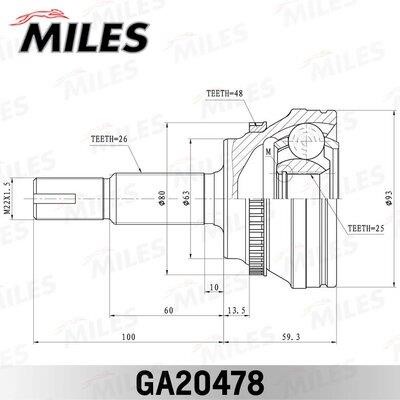 Miles GA20478 Joint kit, drive shaft GA20478: Buy near me in Poland at 2407.PL - Good price!