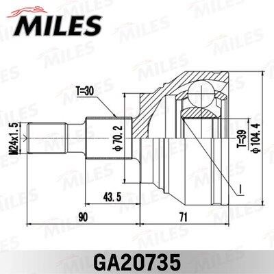 Miles GA20735 Joint kit, drive shaft GA20735: Buy near me in Poland at 2407.PL - Good price!