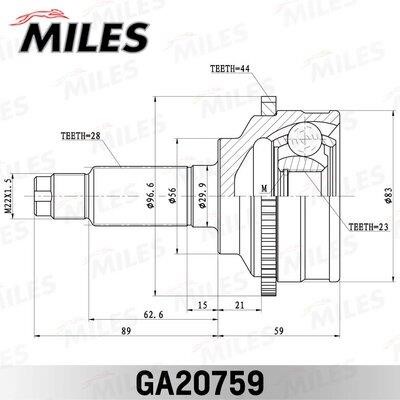 Miles GA20759 Joint kit, drive shaft GA20759: Buy near me at 2407.PL in Poland at an Affordable price!