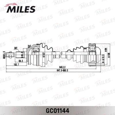 Miles GC01144 Drive shaft GC01144: Buy near me in Poland at 2407.PL - Good price!