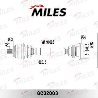 Miles GC02003 Drive shaft GC02003: Buy near me in Poland at 2407.PL - Good price!